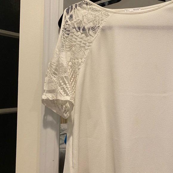 ZARA Women’s White Cold Shoulder Lace Top - Picture 2 of 4